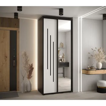 Šatní skříň Šatní skříň YVONA 9 - 120/45 cm, černá / bílá / černá