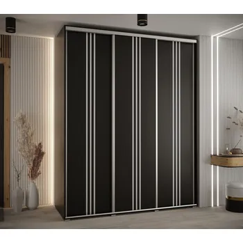 Šatní skříň Šatní skříň YVONA 6 - 190/60 cm, černá / stříbrná