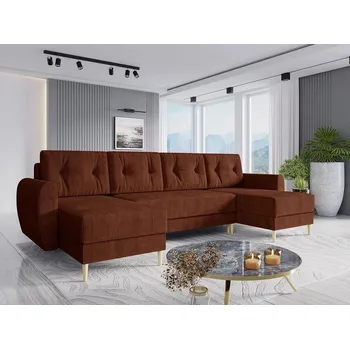 Sedací souprava Rozkládací sedačka do tvaru U CAMARILO - čokoládová