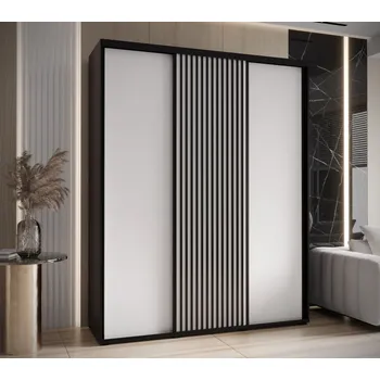 Šatní skříň Šatní skříň FIDELIA 1 - 190/60 cm, černá / bílá / černá