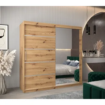 Šatní skříň Šatní zrcadlová skříň ADELA - 200 cm, dub artisan