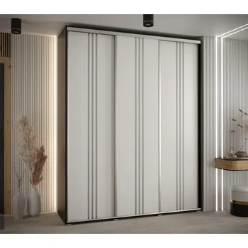 Šatní skříň Šatní skříň ASIRI 6 - 190/60 cm, černá / bílá / stříbrná