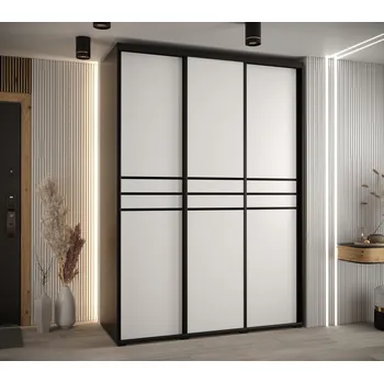 Šatní skříň Šatní skříň ASIRI 10 - 170/60 cm, černá / bílá / černá