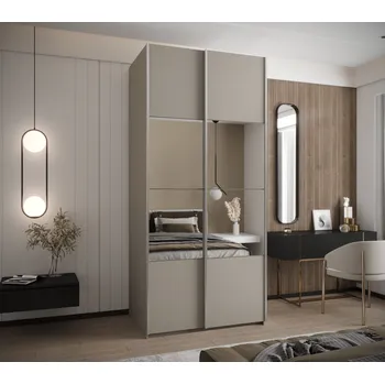 Šatní skříň Dvoudveřová skříň SAMARA 4 - 110 cm, kašmír / stříbrná