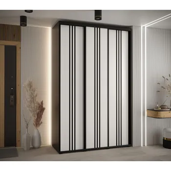 Šatní skříň Šatní skříň YVONA 6 - 150/45 cm, černá / bílá / černá