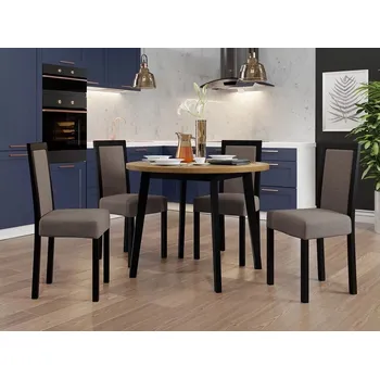 Jídelní stůl Sestava 4+1 do jídelny SALUSIA 1 - dub grandson / černá / hnědá 1