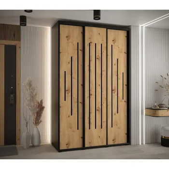 Šatní skříň Šatní skříň YVONA 12 - 150/60 cm, černá / dub artisan / černá