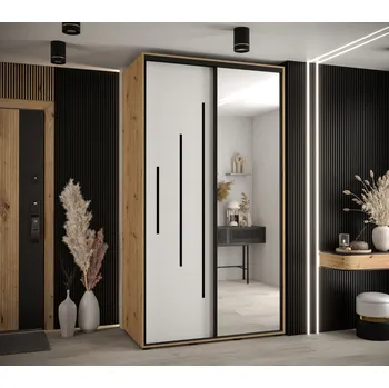 Šatní skříň Šatní skříň YVONA 13 - 130/60 cm, dub artisan / bílá / černá