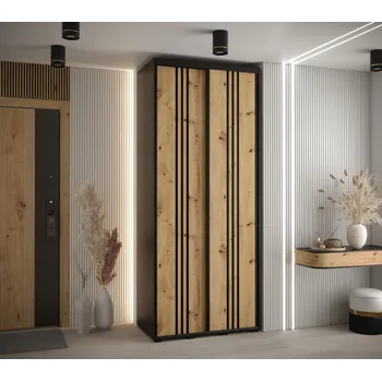 Šatní skříň Šatní skříň ASIRI 6 - 100/45 cm, černá / dub artisan / černá