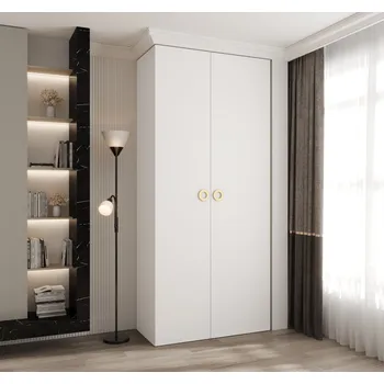 Šatní skříň Šatní skříň s policemi 110/50 LORENA 1 - bílá / zlatá