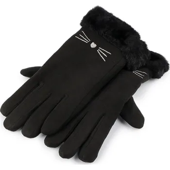 Rukavice Dívčí rukavice s kožešinou zateplené, dotykové, velké, 2 černá