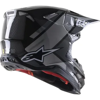 Helma na motorku přilba SUPERTECH S-M10 CARBON META2, ALPINESTARS (černá/šedá lesklá, vel. L) (Velikost: M) 8300222-1195