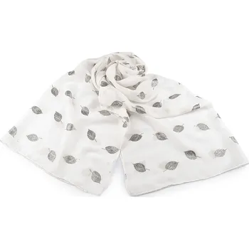 Šála Šátek / šála se zlatým potiskem 70x180 cm, velké, 1 bílá