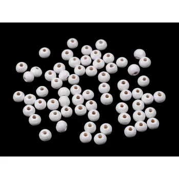 Dětské navlékací korálky Dřevěné korálky Ø6 mm, střední, 6 bílá