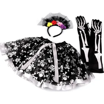 Karnevalový kostým Karnevalový kostým - halloween, kostra, střední, černá