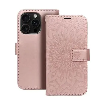 Pouzdro na mobilní telefon Pouzdro MEZZO Book pro IPHONE 16 Pro mandala zlaté růžové - OEM + zdarma možnost vyzkoušet a vrátit zboží do 30 dní
