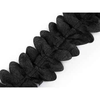 Volánek ke zdobení oděvů a tvoření květů šíře 80 mm, střední, 3 černá