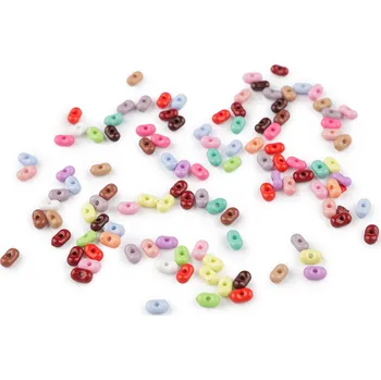 Dětské navlékací korálky Plastové korálky peanut, barevný mix 4x6 mm, střední, 2 mix tmavý lesk