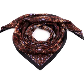 Šátek mandala 65x65 cm, velké, 1 hnědá