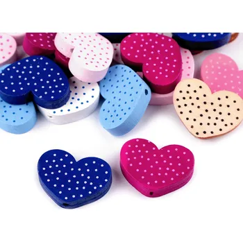 Dětské navlékací korálky Dřevěné korálky medvídek, srdce, motýl, střední, 3 mix barev srdce