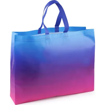 Nákupní taška Taška z laminované netkané textilie duhová 46x36 cm, střední, pink modrá