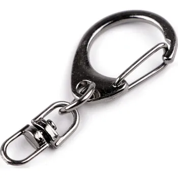 Kovová karabinka otočná 17x40 mm, střední, 2 nikl černý