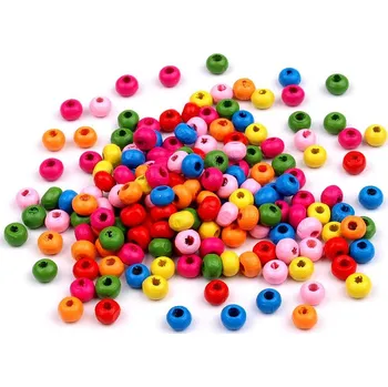 Dětské navlékací korálky Dřevěné korálky Ø5 mm, velké, mix