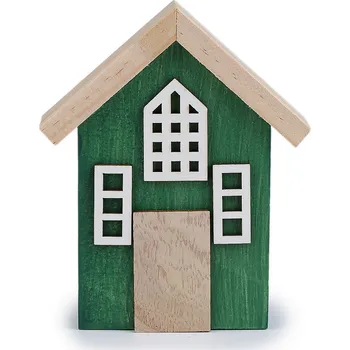 Dekorace celodřevěný domeček, střední, 4 zelená