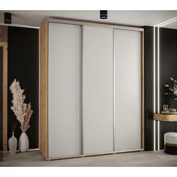 Šatní skříň Šatní skříň YVONA 1 - 190/60 cm, dub artisan / bílá / stříbrná