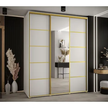 Šatní skříň Šatní skříň ASIRI 5 - 190/60 cm, bílá / zlatá