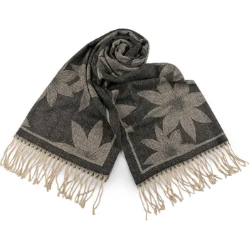 Šála Zimní šála / pléd s třásněmi 70x185 cm, střední, 4 šedá tmavá