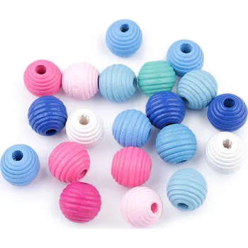 Dětské navlékací korálky Dřevěné korálky s vroubky Ø13 mm, střední, 1 mix barev