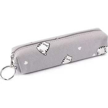Penál Textilní pouzdro / penál kočky 18x4 cm, velké, 6 šedá světlá