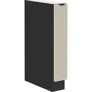 Kuchyňská skříňka Výsuvná skříňka AGAFIJA - šířka 15 cm, cashmere / černá