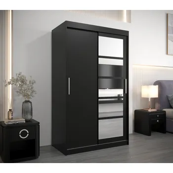 Šatní skříň Šatní skříň se zrcadly MARIE - šířka 120 cm, černá