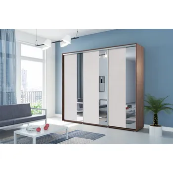 Šatní skříň Třídveřová šatní skříň 250/215 MARCO - čokoláda / bílá