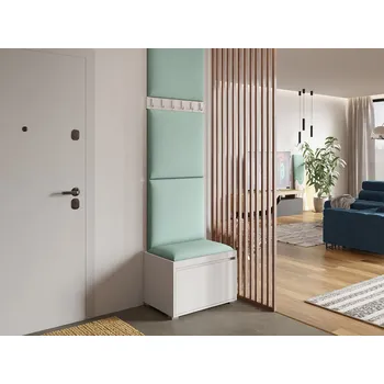 Předsíňová stěna Předsíňová stěna s nástěnnými čalouněnými panely CLENZE 4 - bílá / mentolová