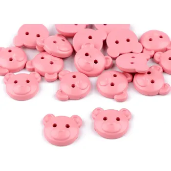 Knoflík Knoflík dětský velikost 34" medvídek, střední, 3 růžová