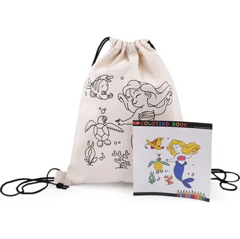 Školní sáček Bavlněný pytlík / vak na přezůvky k domalování 27x35 cm, střední, 1 režná světlá mořská panna