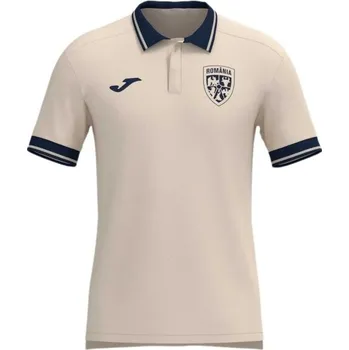 Pánské tričko Pánské sportovní polo Joma FED. FUTBOL RUMANÍA FREE TIME SHORT SLEEVE POLO 2XL Béžová, Tmavě modrá