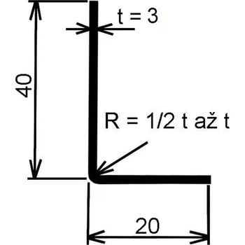 Stavební profil Jekl otevřený L 40×20×3 mm – 6 m