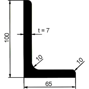 Stavební materiál Profil L nerovnoramenný 100×65×7 mm válcovaný – 6 m