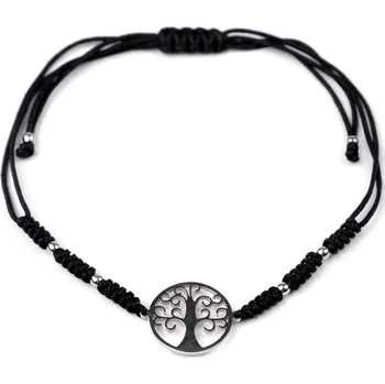 Náramek Náramek shamballa strom života z nerezové oceli, střední, černá