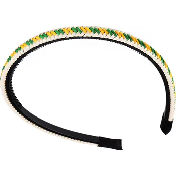 Náramek Čelenka do vlasů proplétaná, střední, 2 zelená žlutá