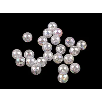 Korálek Plastové korálky s AB efektem Ø8 mm, velké, 1 bílá