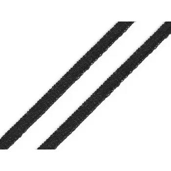 Bavlněná šňůra - pertle šíře 6 mm, střední, 2 černá