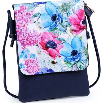 Kabelka Kabelka malá kočka, květ, jednorožec, jelen, kůň 15,5x21 cm, střední, 11 modrá tmavá květy