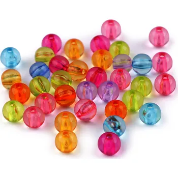 Plastové korálky Transparent Ø8 mm, střední, MIX 2 multikolor