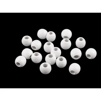 Korálek Dřevěné korálky Ø13 a 14 mm, střední, 1 (Ø13 mm) bílá