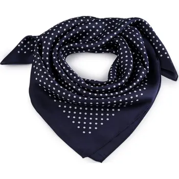 Šátek Saténový šátek puntík 65x65 cm, velké, 3 modrá tmavá